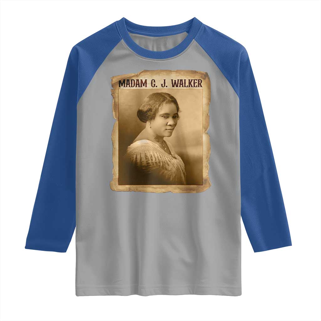 Madam CJ Walker Raglan Shirt Female Empowerment History Gift - Wonder Print Shop