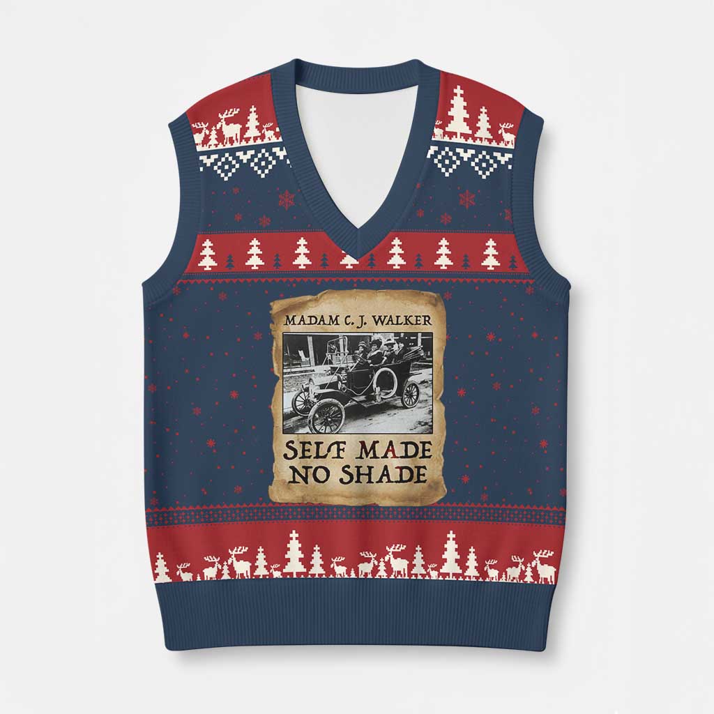 Madam CJ Walker Self Made Millionaire V-Neck Knit Sweater Vest Strong Black Woman Leader - Wonder Print Shop