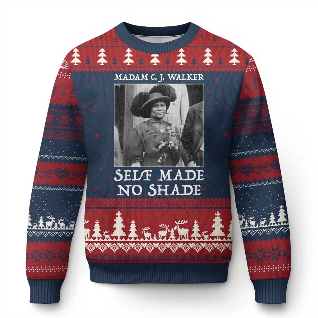 Madam CJ Walker Ugly Christmas Sweater Self Made No Shade Female Empowerment - Wonder Print Shop