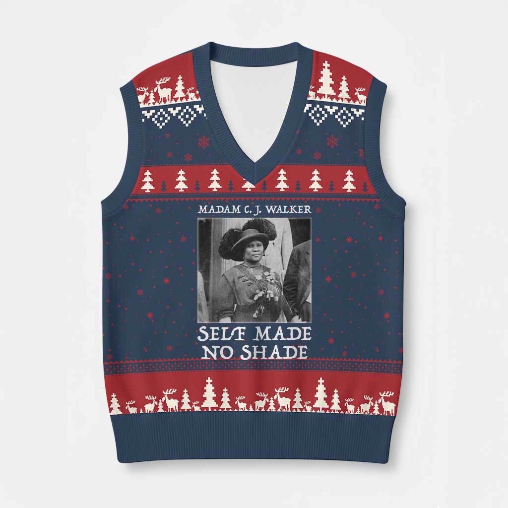 Madam CJ Walker V-Neck Knit Sweater Vest Self Made No Shade Female Empowerment - Wonder Print Shop
