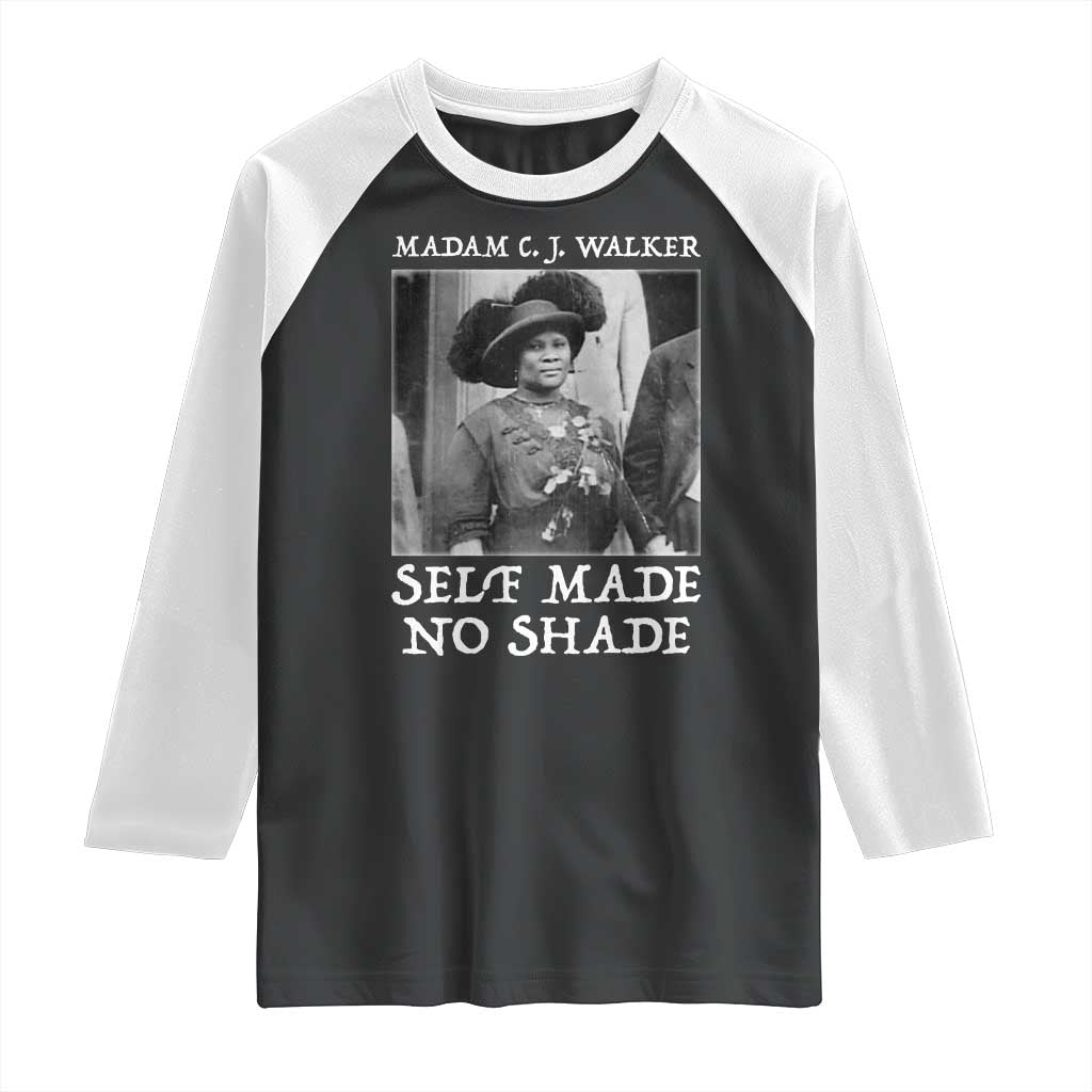 Madam CJ Walker Raglan Shirt Self Made No Shade Female Empowerment - Wonder Print Shop
