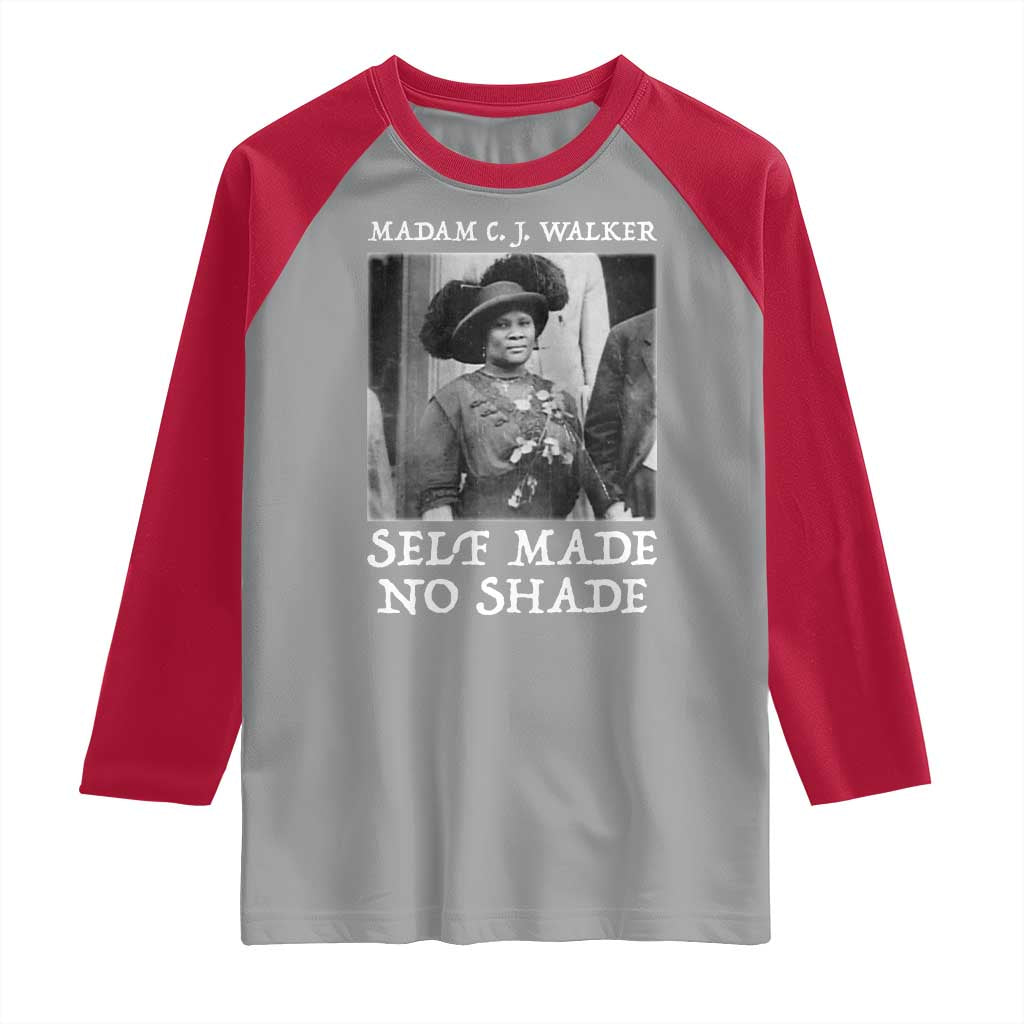 Madam CJ Walker Raglan Shirt Self Made No Shade Female Empowerment - Wonder Print Shop