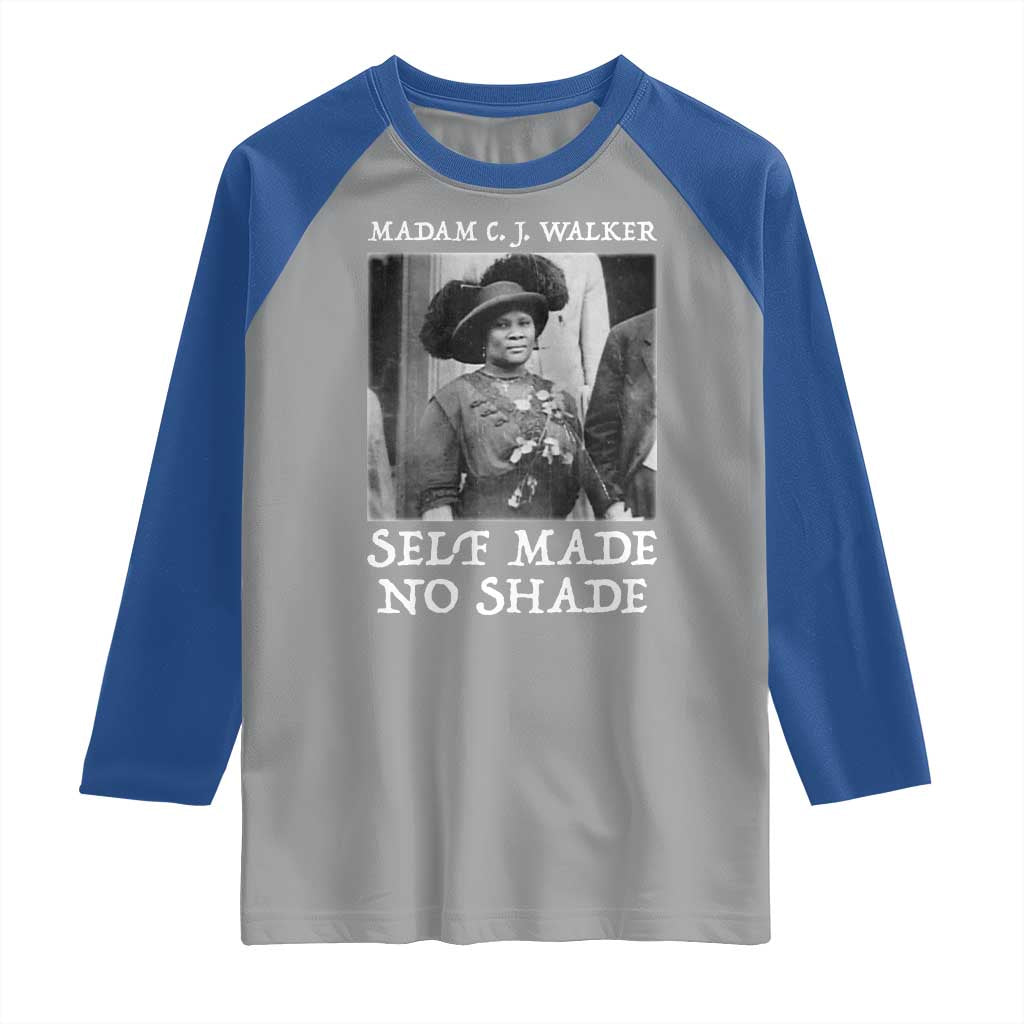 Madam CJ Walker Raglan Shirt Self Made No Shade Female Empowerment - Wonder Print Shop