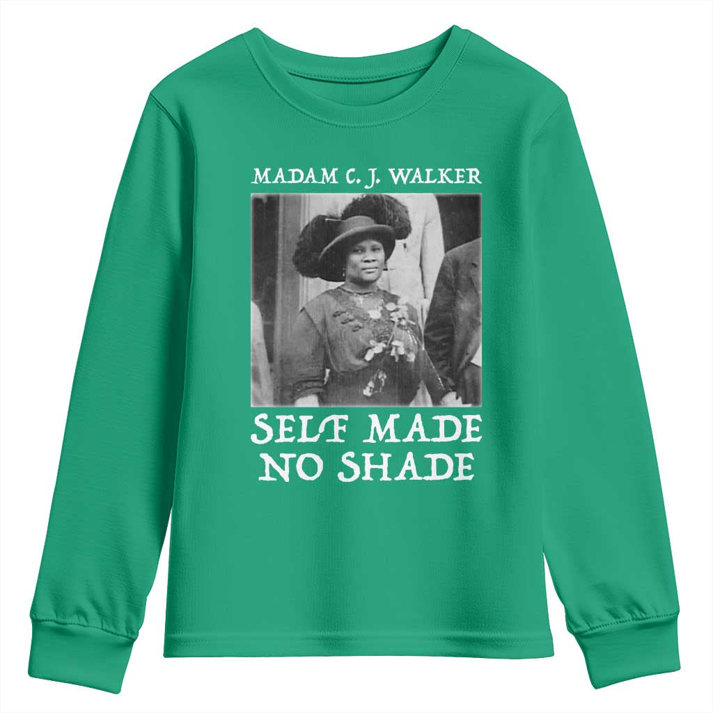 Madam CJ Walker Youth Sweatshirt Self Made No Shade Female Empowerment - Wonder Print Shop