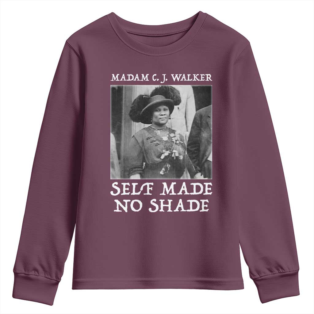 Madam CJ Walker Youth Sweatshirt Self Made No Shade Female Empowerment - Wonder Print Shop