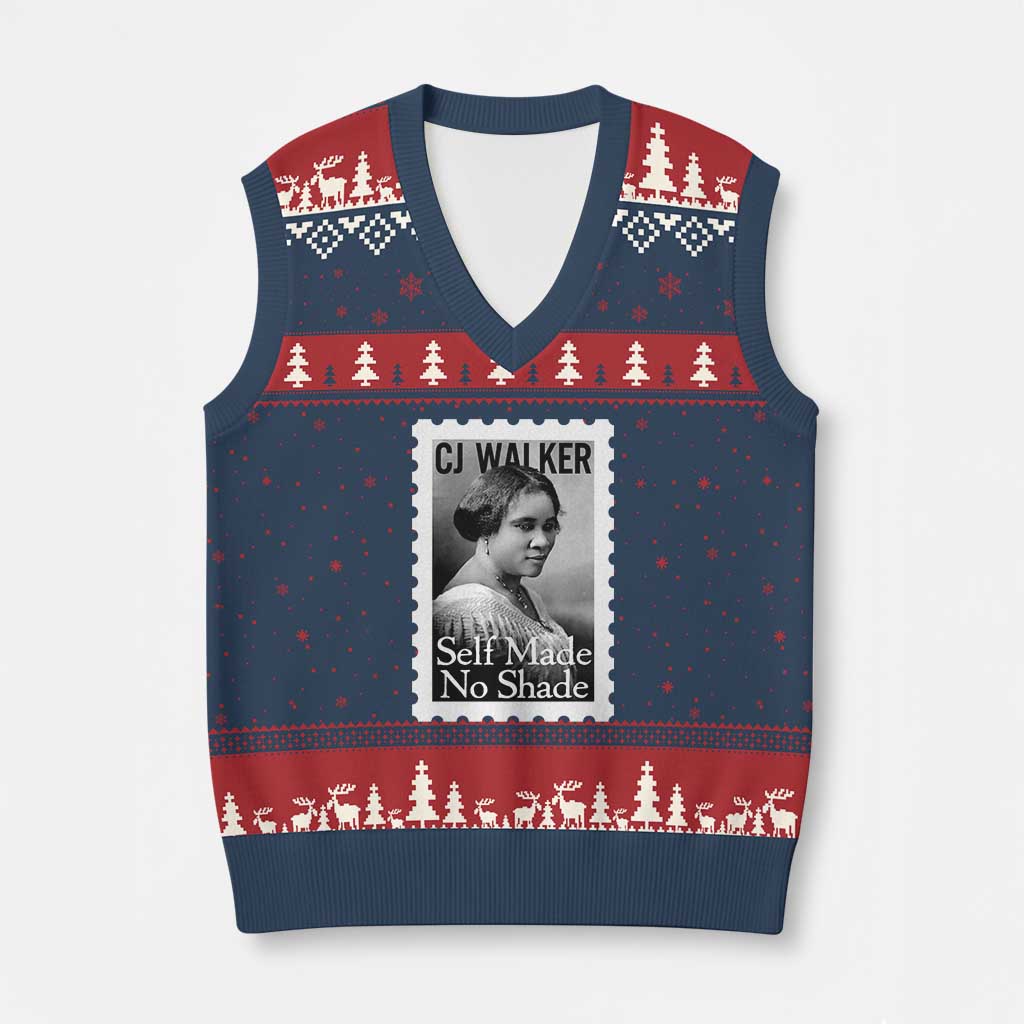 Madam CJ Walker V-Neck Knit Sweater Vest Strong Black Woman Leader - Wonder Print Shop