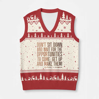 Madam CJ Walker Quote V-Neck Knit Sweater Vest Get Up And Make Opportunities - Wonder Print Shop