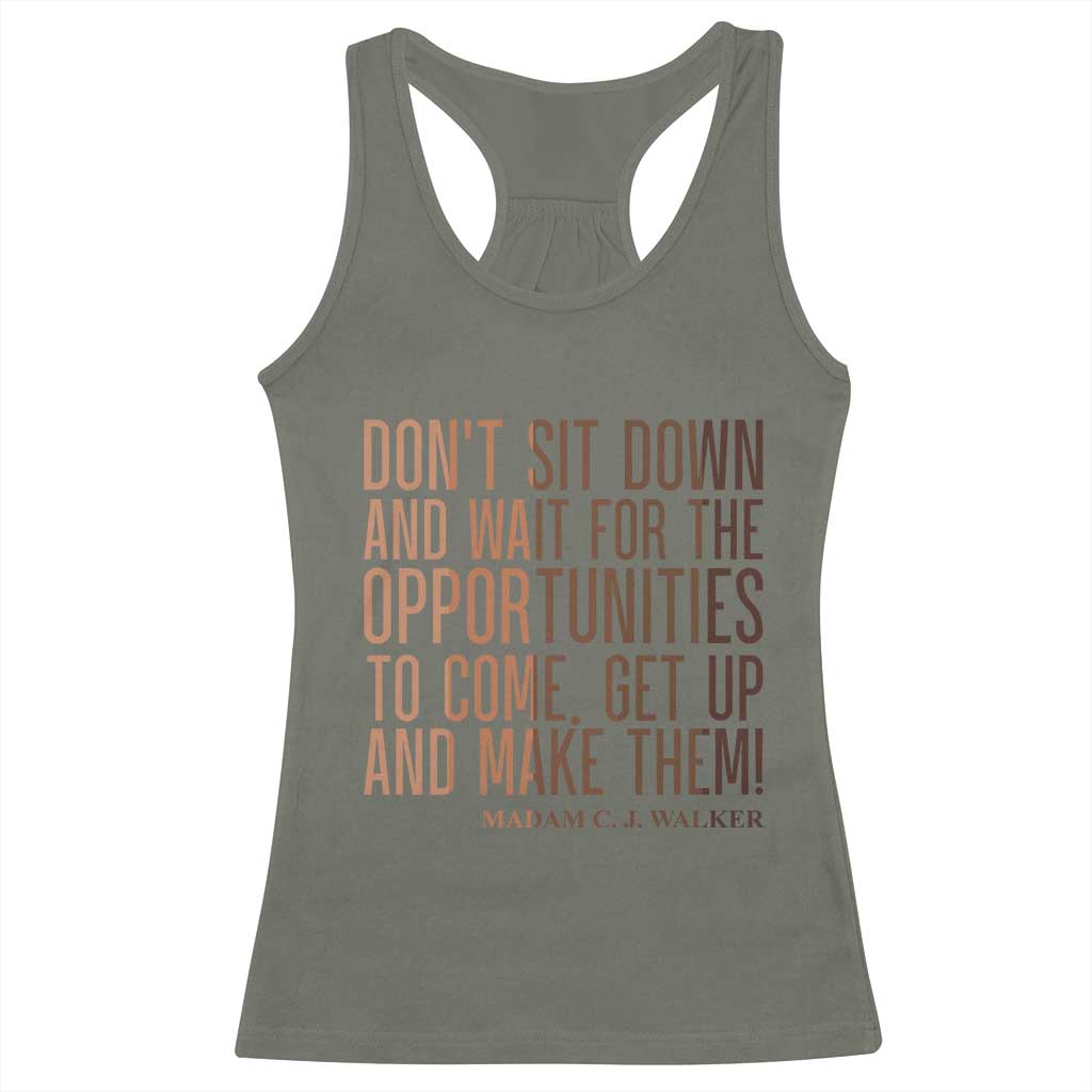 Madam CJ Walker Quote Racerback Tank Top Get Up And Make Opportunities - Wonder Print Shop