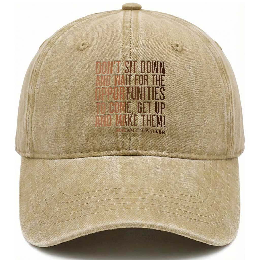 Madam CJ Walker Quote Washed Cotton Baseball Cap Get Up And Make Opportunities