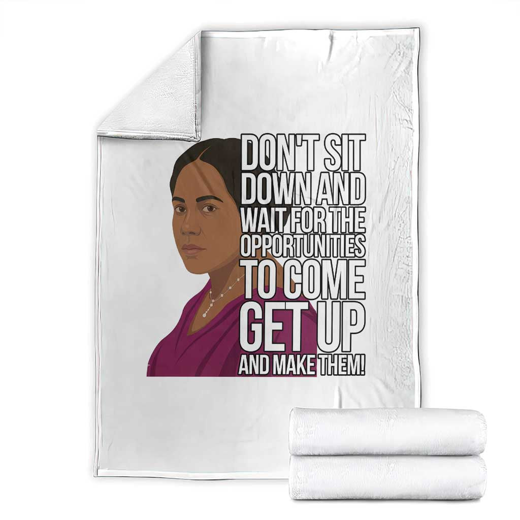 Madam CJ Walker Quote Throw Blanket Do Not Sit Down And Wait For Opportunities - Wonder Print Shop
