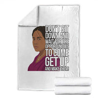 Madam CJ Walker Quote Throw Blanket Do Not Sit Down And Wait For Opportunities - Wonder Print Shop