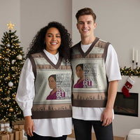 Madam CJ Walker Quote V-Neck Knit Sweater Vest Do Not Sit Down And Wait For Opportunities - Wonder Print Shop