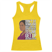 Madam CJ Walker Quote Racerback Tank Top Do Not Sit Down And Wait For Opportunities - Wonder Print Shop