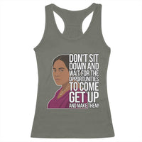 Madam CJ Walker Quote Racerback Tank Top Do Not Sit Down And Wait For Opportunities - Wonder Print Shop