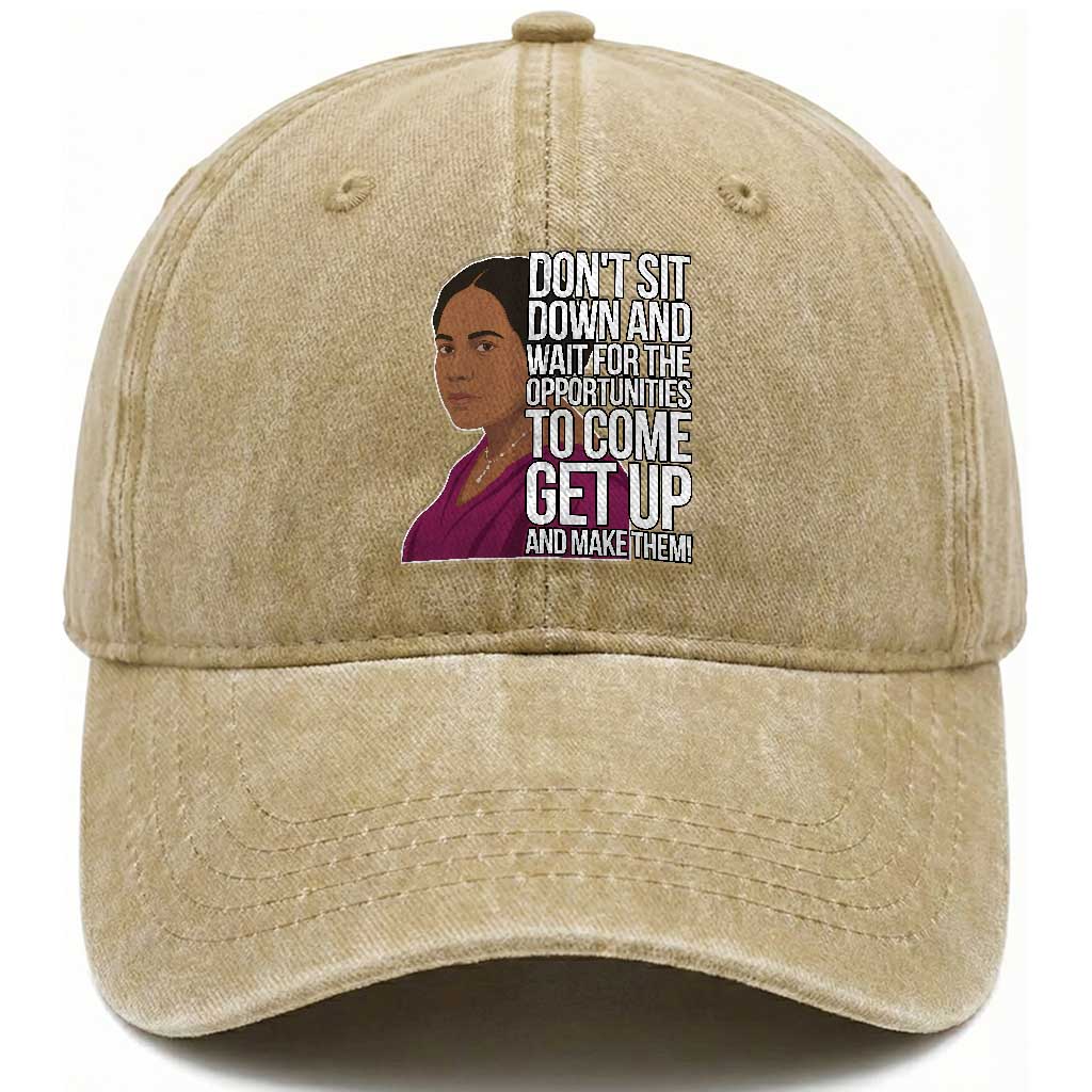 Madam CJ Walker Quote Washed Cotton Baseball Cap Do Not Sit Down And Wait For Opportunities