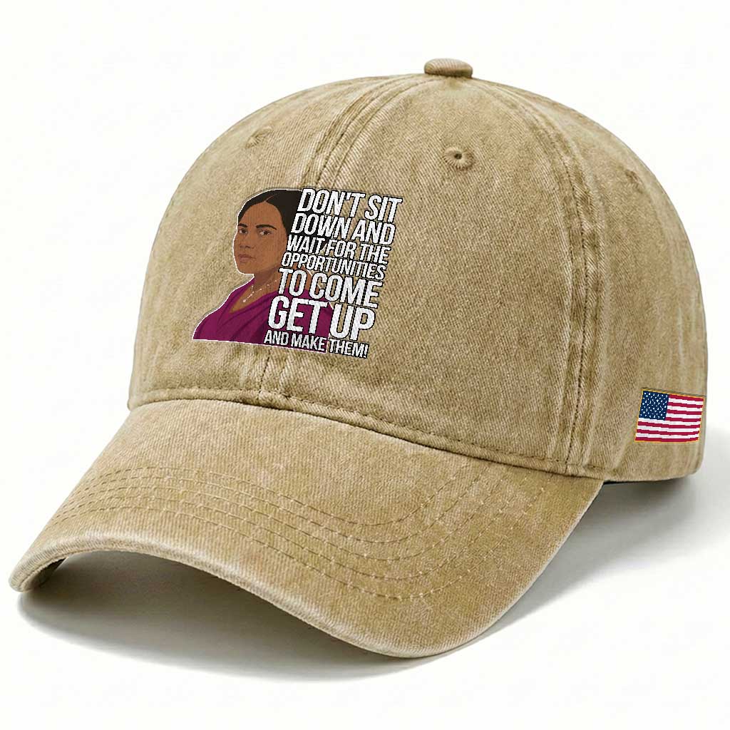 Madam CJ Walker Quote Washed Cotton Baseball Cap Do Not Sit Down And Wait For Opportunities