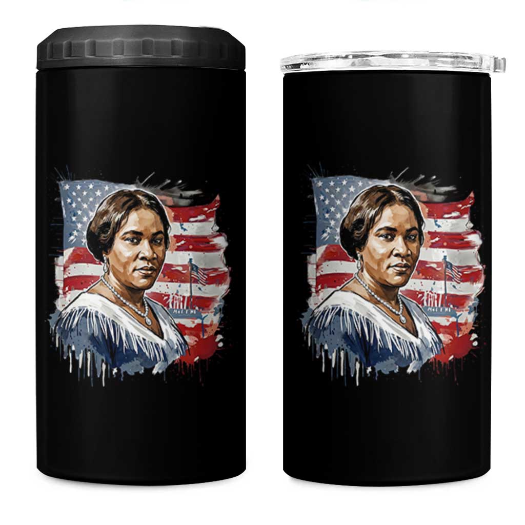 Madam CJ Walker Patriotic 4 in 1 Can Cooler Tumbler Strong Black Woman Leader - Wonder Print Shop