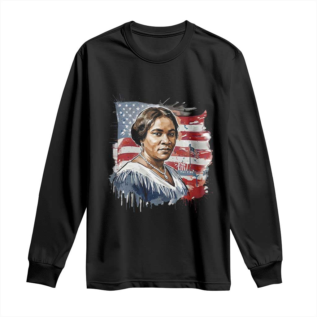 Madam CJ Walker Patriotic Long Sleeve Shirt Strong Black Woman Leader - Wonder Print Shop