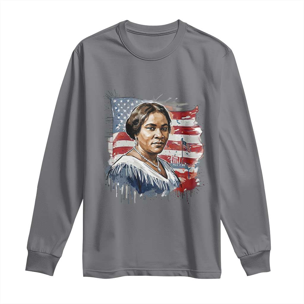 Madam CJ Walker Patriotic Long Sleeve Shirt Strong Black Woman Leader - Wonder Print Shop