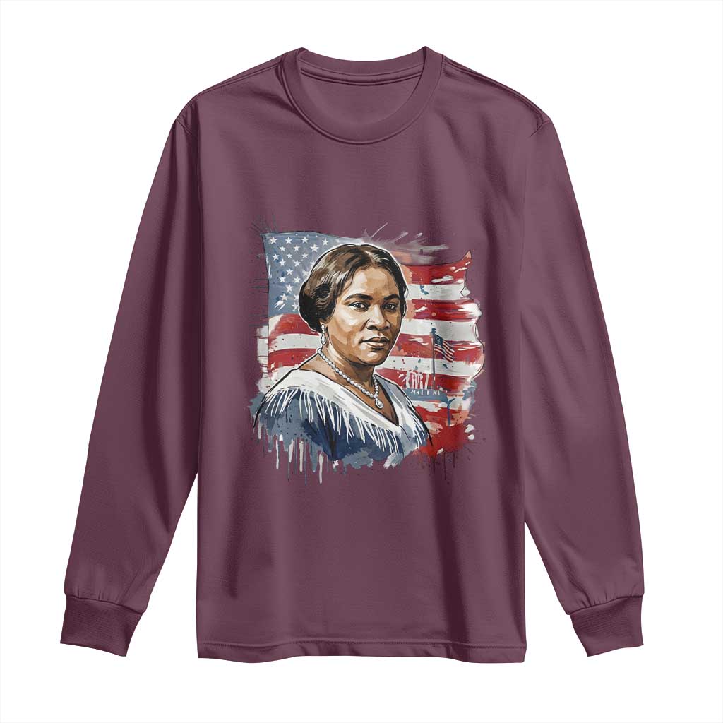 Madam CJ Walker Patriotic Long Sleeve Shirt Strong Black Woman Leader - Wonder Print Shop