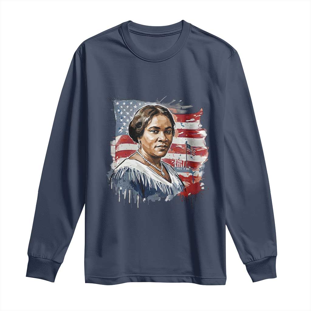 Madam CJ Walker Patriotic Long Sleeve Shirt Strong Black Woman Leader - Wonder Print Shop