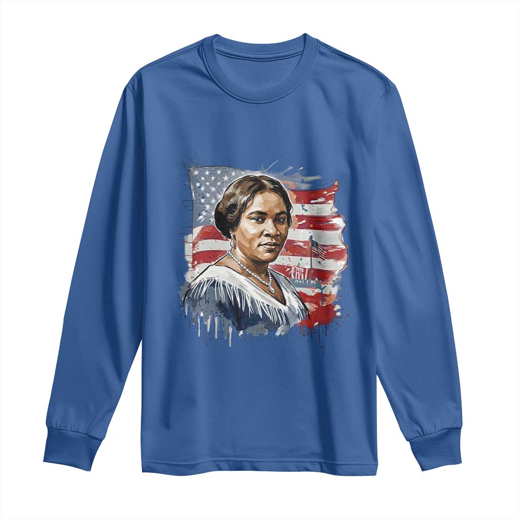 Madam CJ Walker Patriotic Long Sleeve Shirt Strong Black Woman Leader - Wonder Print Shop