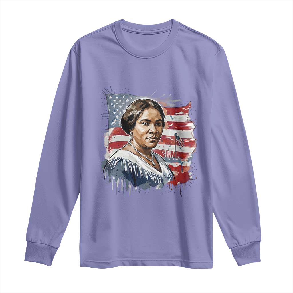Madam CJ Walker Patriotic Long Sleeve Shirt Strong Black Woman Leader - Wonder Print Shop