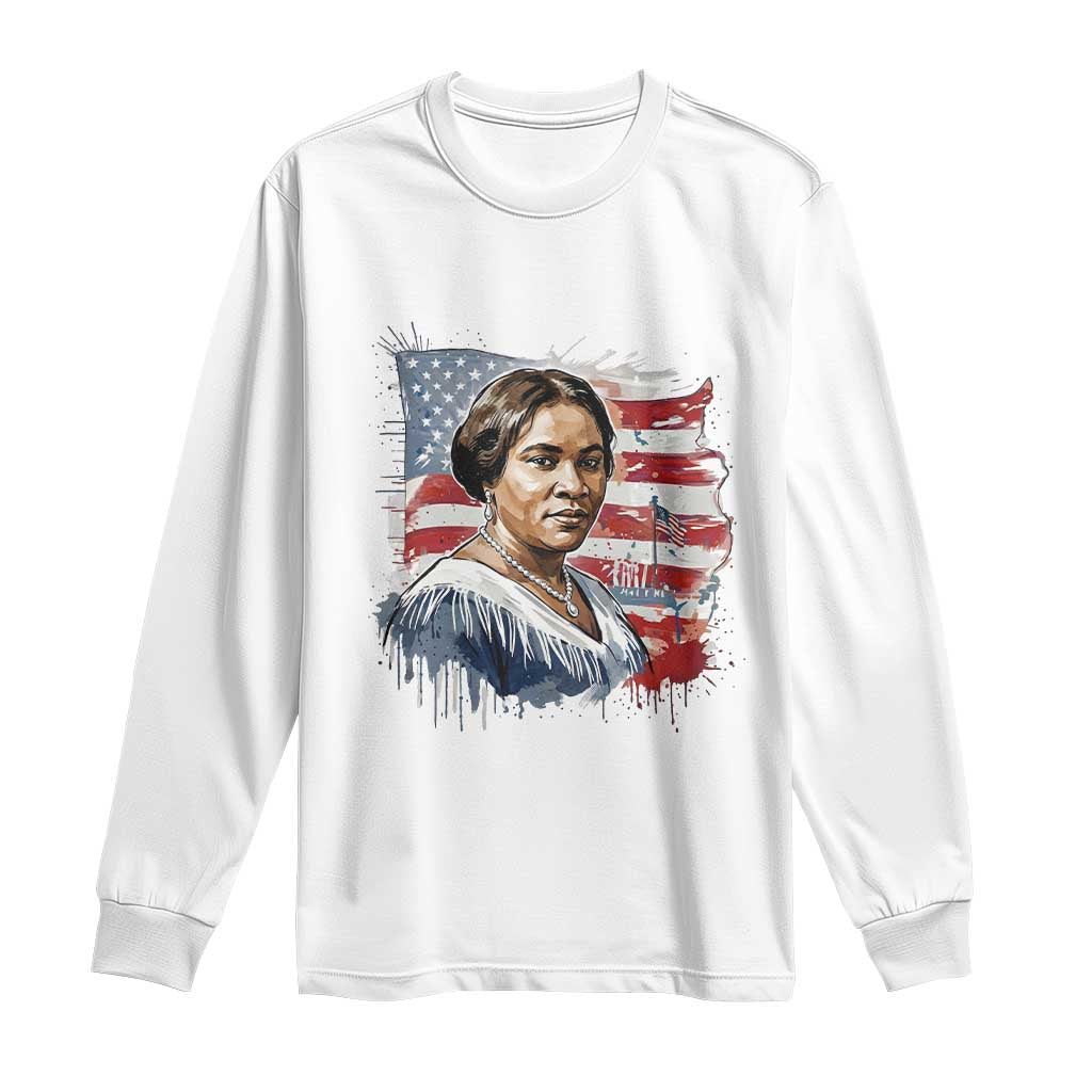 Madam CJ Walker Patriotic Long Sleeve Shirt Strong Black Woman Leader - Wonder Print Shop