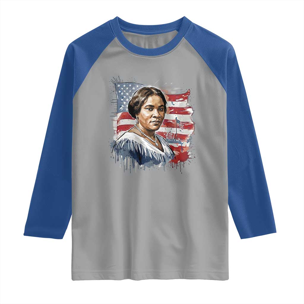 Madam CJ Walker Patriotic Raglan Shirt Strong Black Woman Leader - Wonder Print Shop