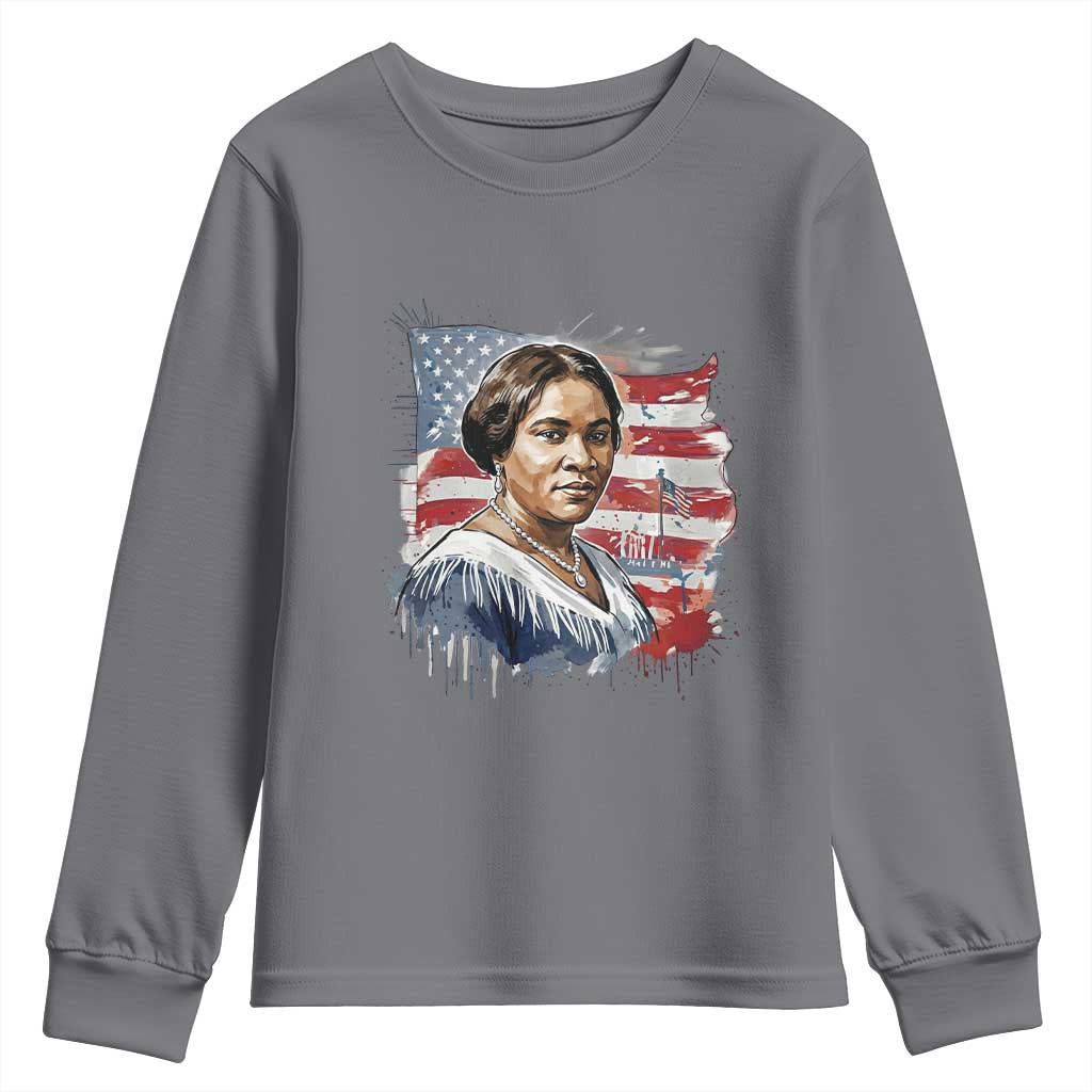 Madam CJ Walker Patriotic Youth Sweatshirt Strong Black Woman Leader - Wonder Print Shop