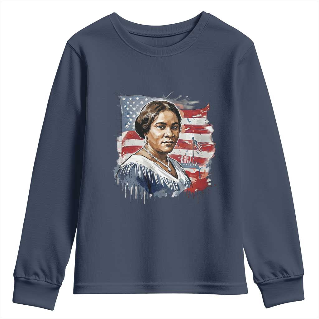 Madam CJ Walker Patriotic Youth Sweatshirt Strong Black Woman Leader - Wonder Print Shop
