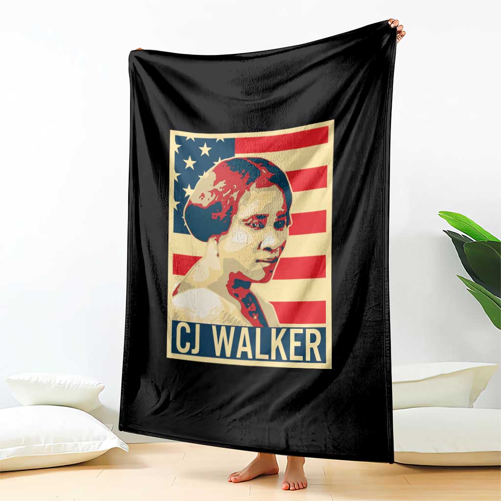 Madam CJ Walker Patriotic Throw Blanket Black History Month Gift - Wonder Print Shop