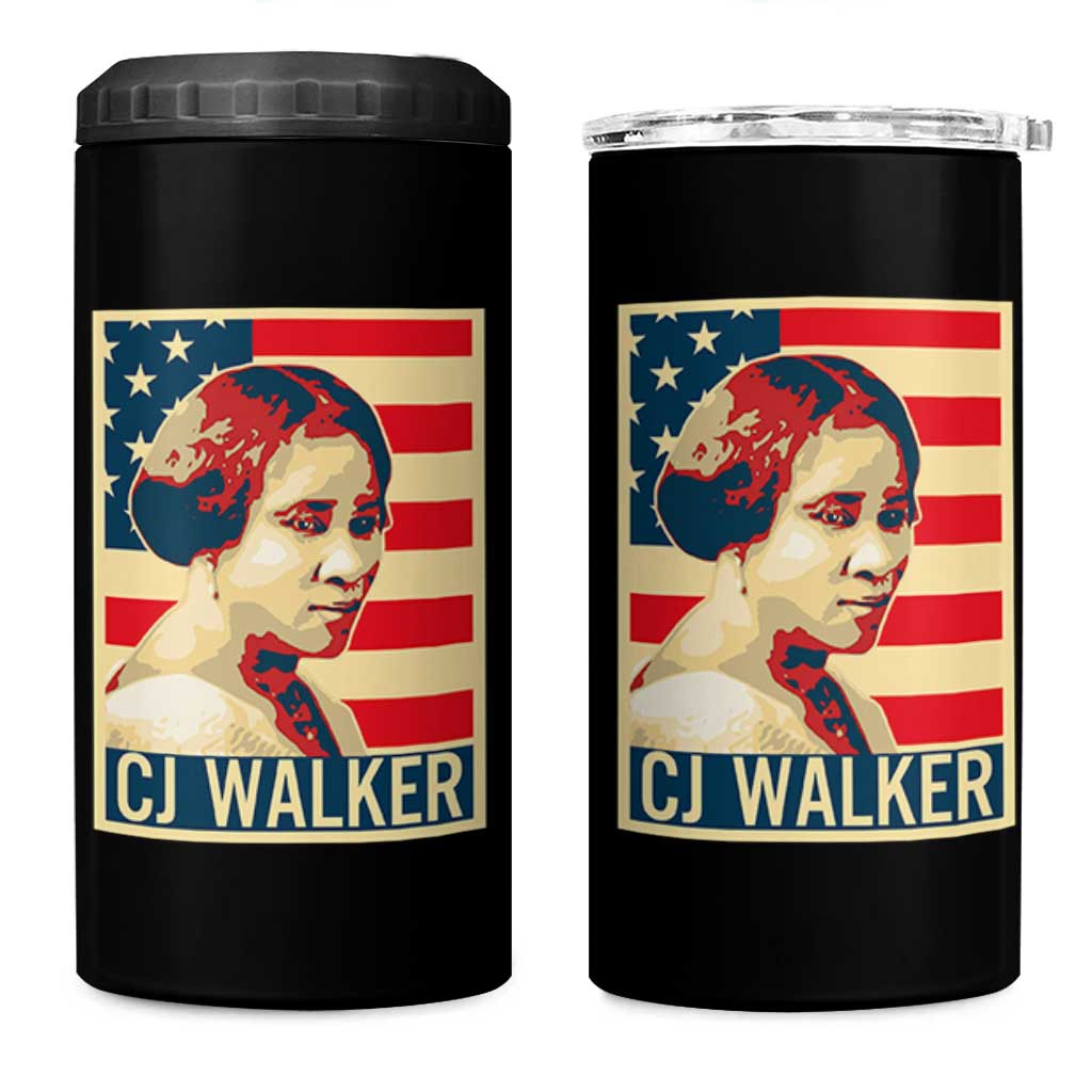 Madam CJ Walker Patriotic 4 in 1 Can Cooler Tumbler Black History Month Gift - Wonder Print Shop