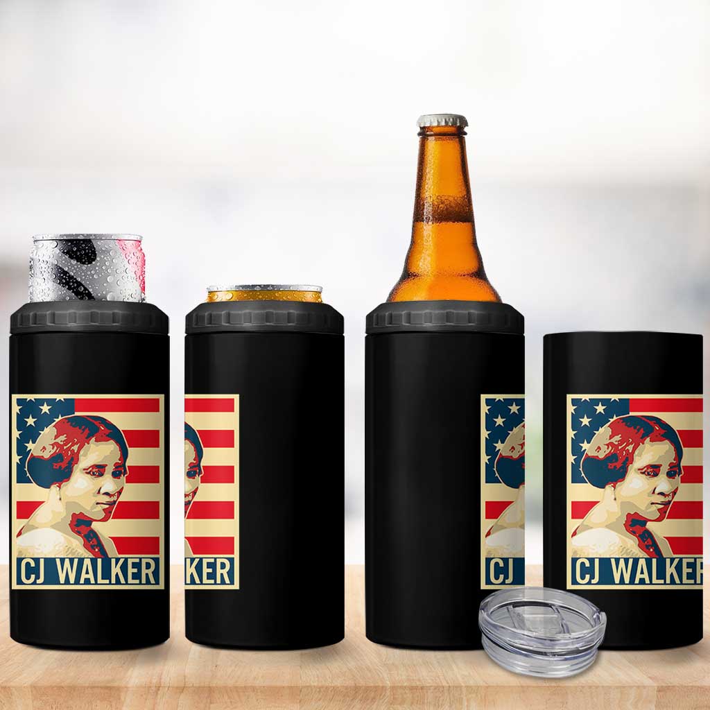Madam CJ Walker Patriotic 4 in 1 Can Cooler Tumbler Black History Month Gift - Wonder Print Shop