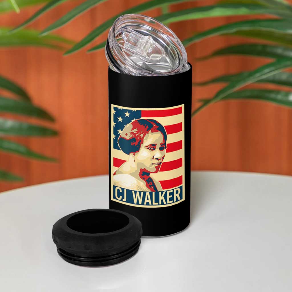 Madam CJ Walker Patriotic 4 in 1 Can Cooler Tumbler Black History Month Gift - Wonder Print Shop