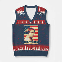 Madam CJ Walker Patriotic V-Neck Knit Sweater Vest Black History Month Gift - Wonder Print Shop