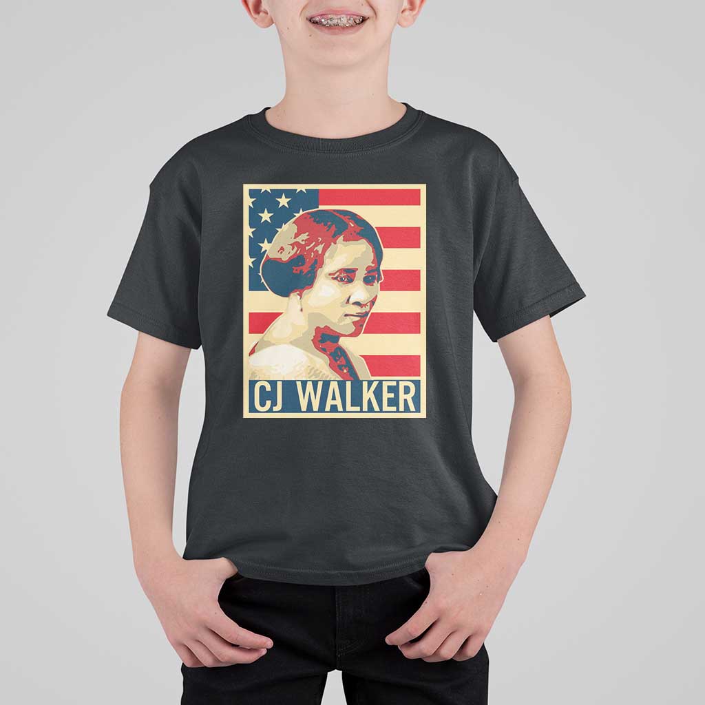 Madam CJ Walker Patriotic T Shirt For Kid Black History Month Gift - Wonder Print Shop