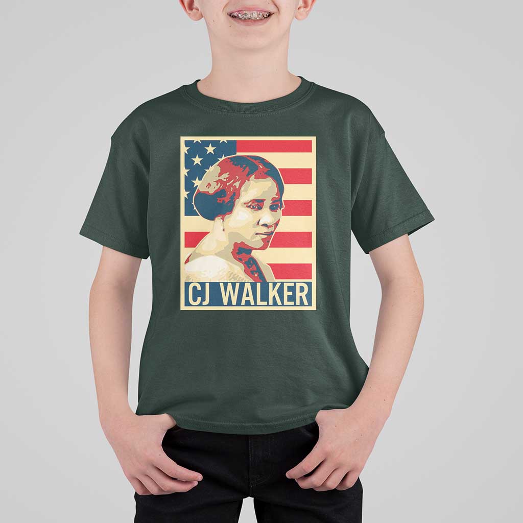 Madam CJ Walker Patriotic T Shirt For Kid Black History Month Gift - Wonder Print Shop