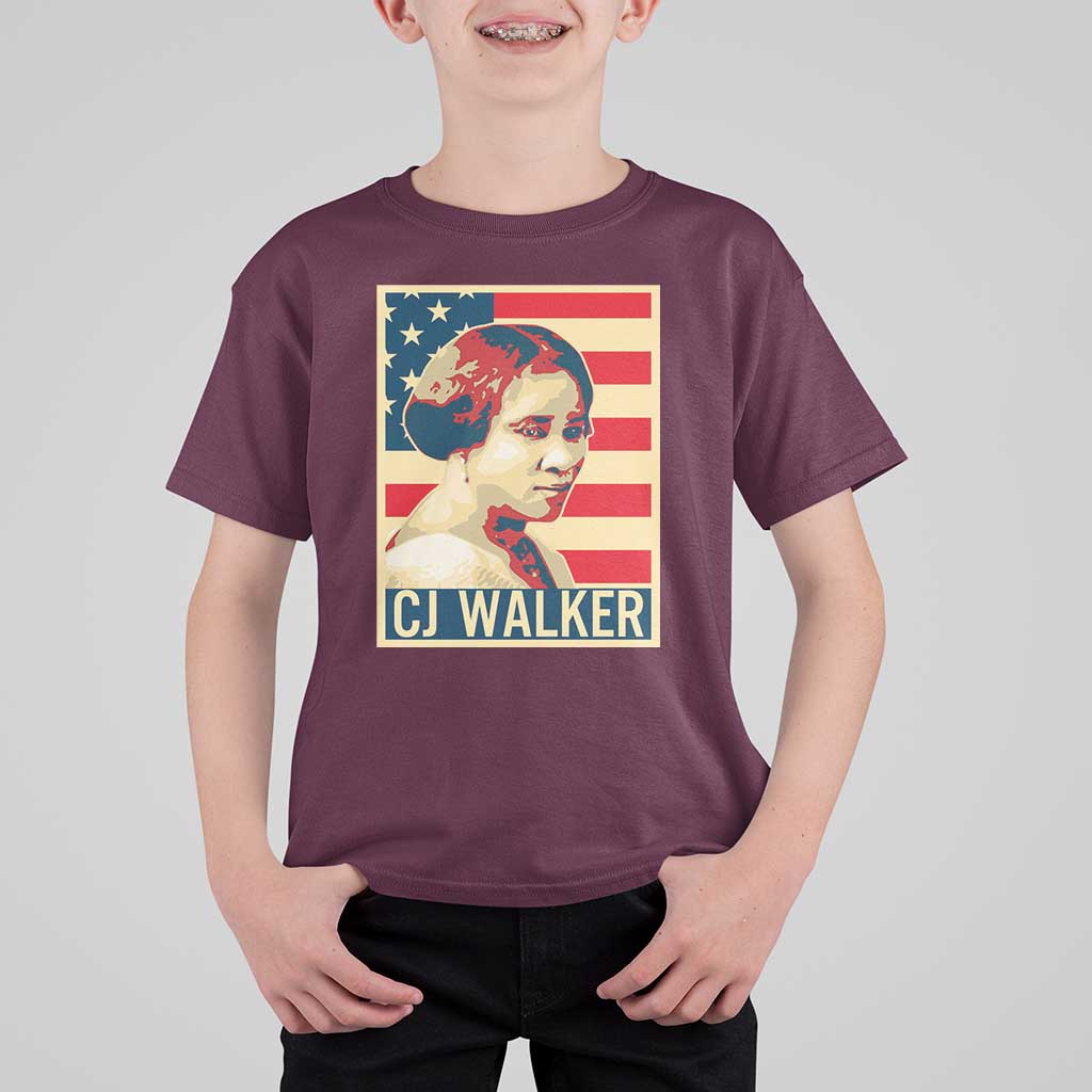 Madam CJ Walker Patriotic T Shirt For Kid Black History Month Gift - Wonder Print Shop