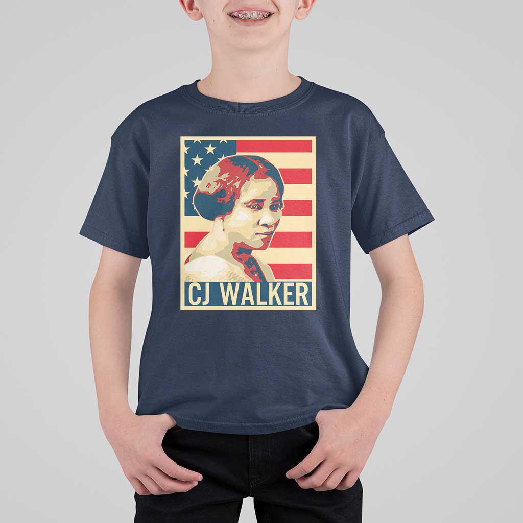 Madam CJ Walker Patriotic T Shirt For Kid Black History Month Gift - Wonder Print Shop