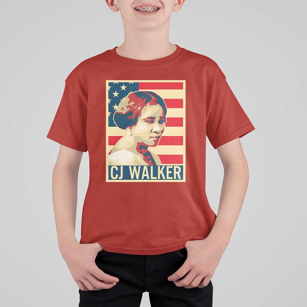 Madam CJ Walker Patriotic T Shirt For Kid Black History Month Gift - Wonder Print Shop