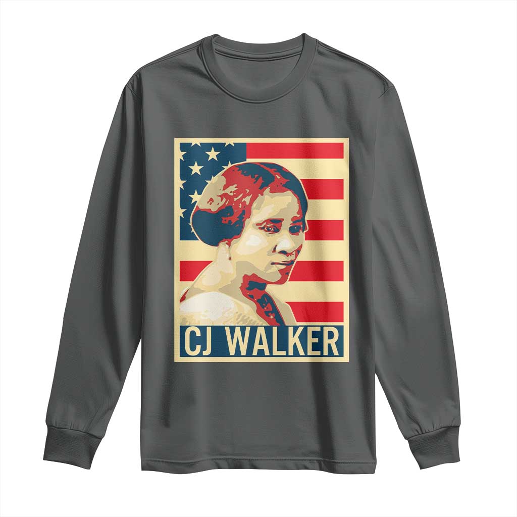 Madam CJ Walker Patriotic Long Sleeve Shirt Black History Month Gift - Wonder Print Shop