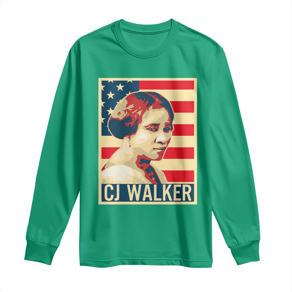 Madam CJ Walker Patriotic Long Sleeve Shirt Black History Month Gift - Wonder Print Shop
