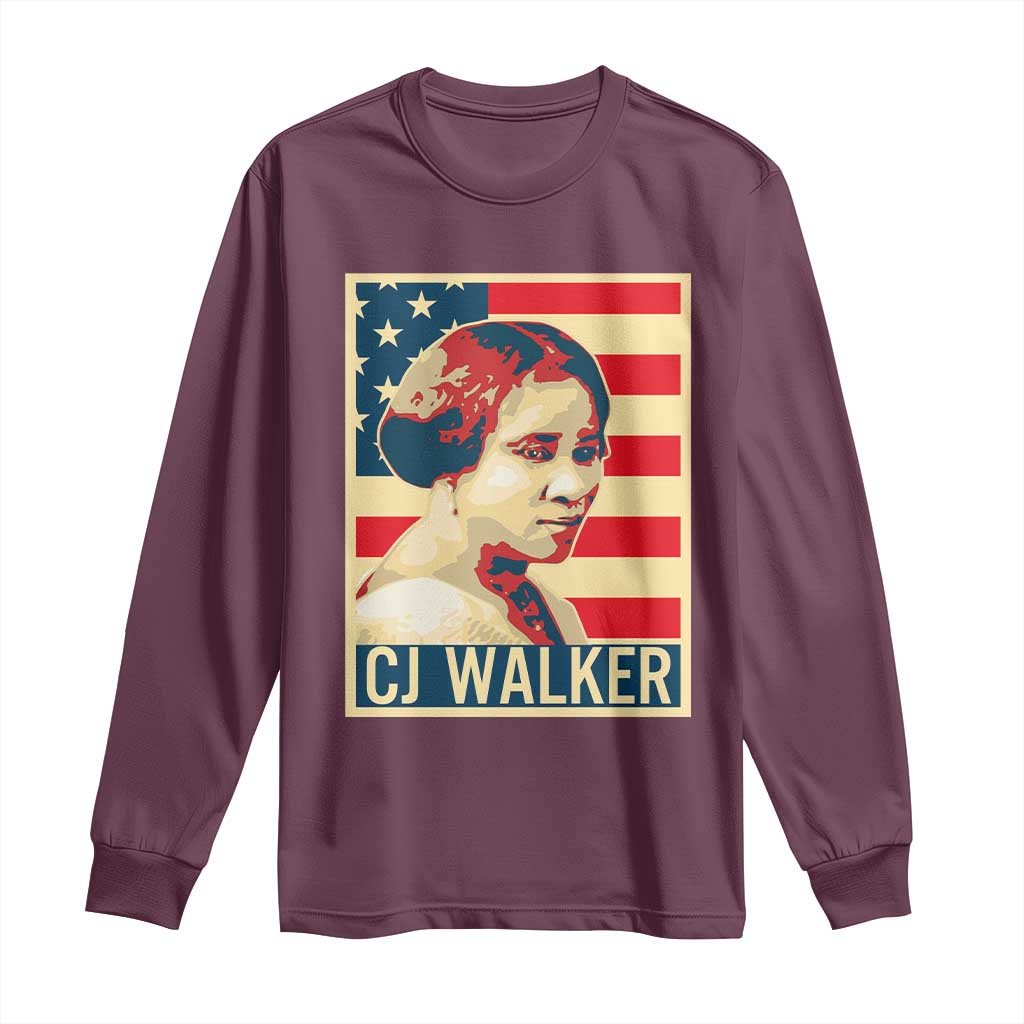 Madam CJ Walker Patriotic Long Sleeve Shirt Black History Month Gift - Wonder Print Shop