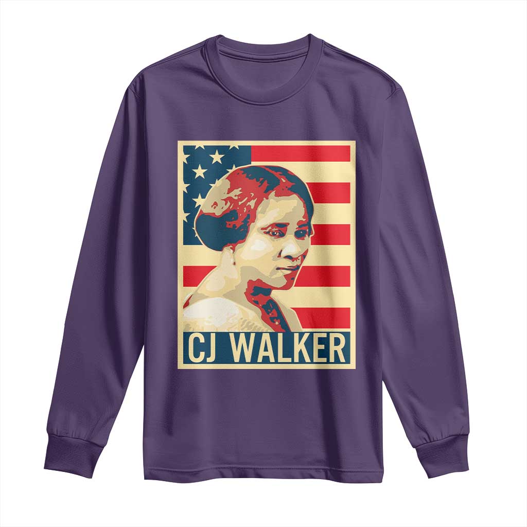 Madam CJ Walker Patriotic Long Sleeve Shirt Black History Month Gift - Wonder Print Shop
