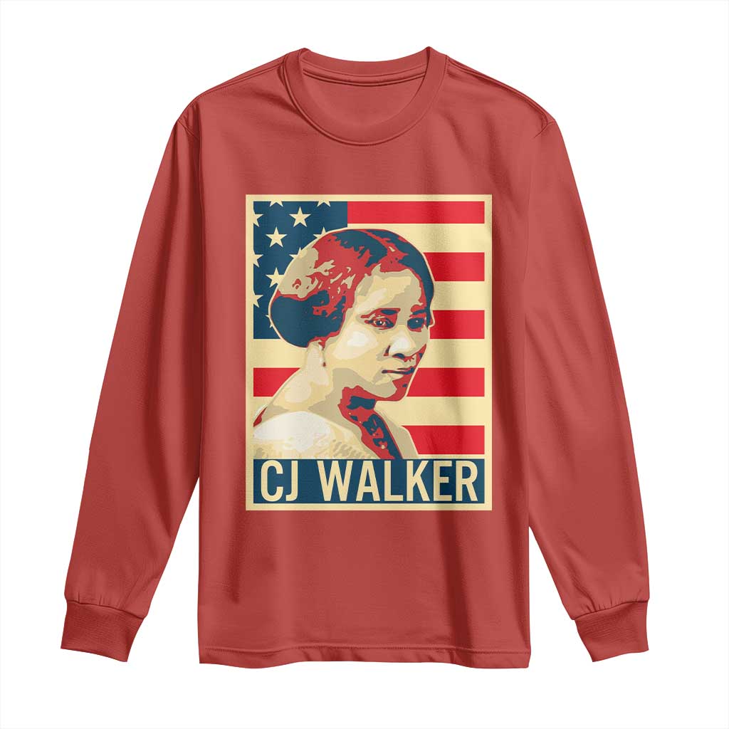 Madam CJ Walker Patriotic Long Sleeve Shirt Black History Month Gift - Wonder Print Shop