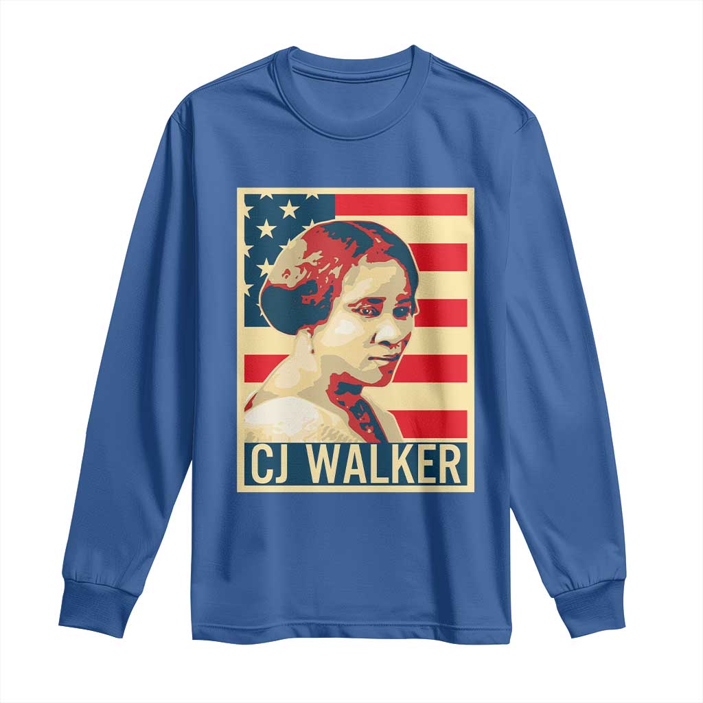 Madam CJ Walker Patriotic Long Sleeve Shirt Black History Month Gift - Wonder Print Shop