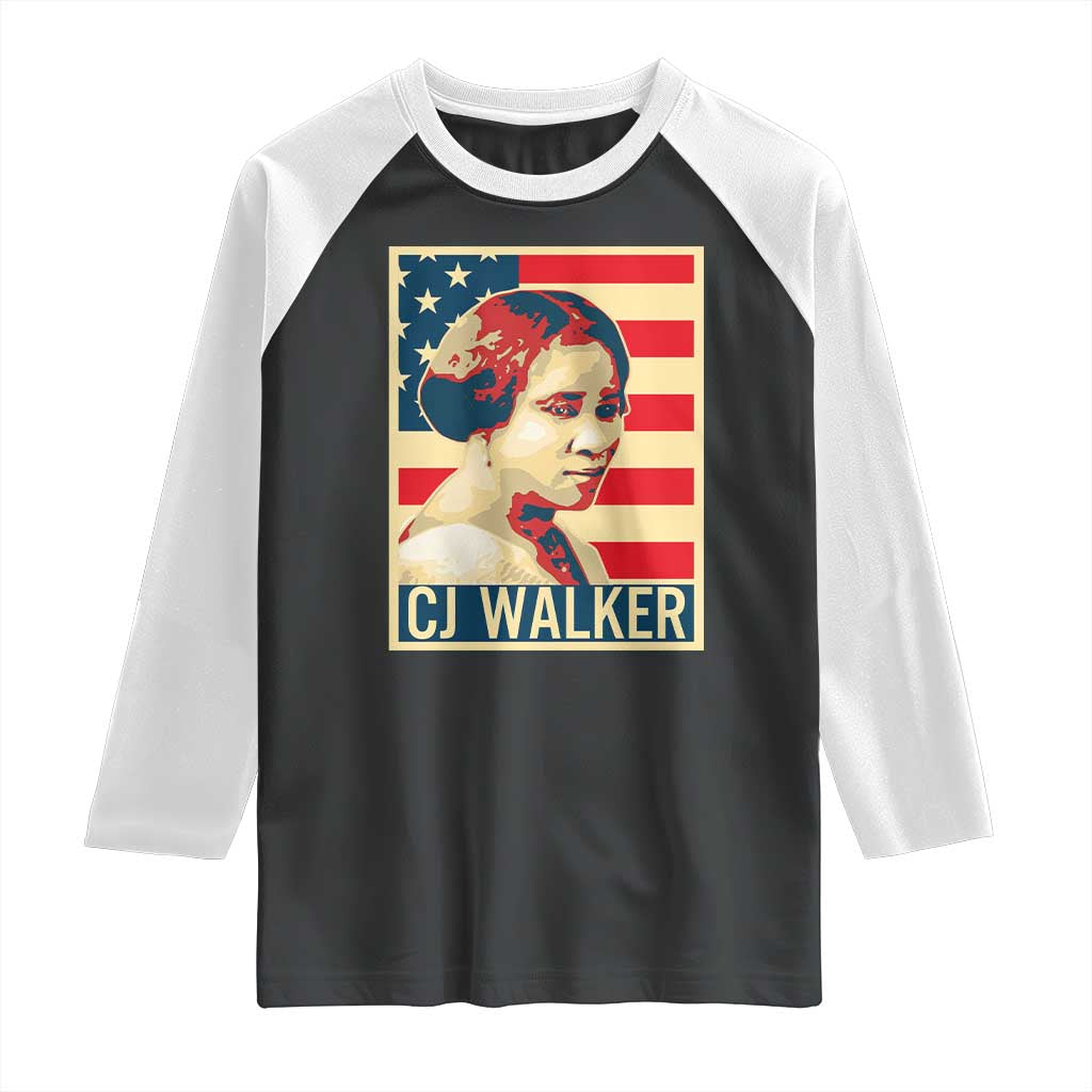 Madam CJ Walker Patriotic Raglan Shirt Black History Month Gift - Wonder Print Shop