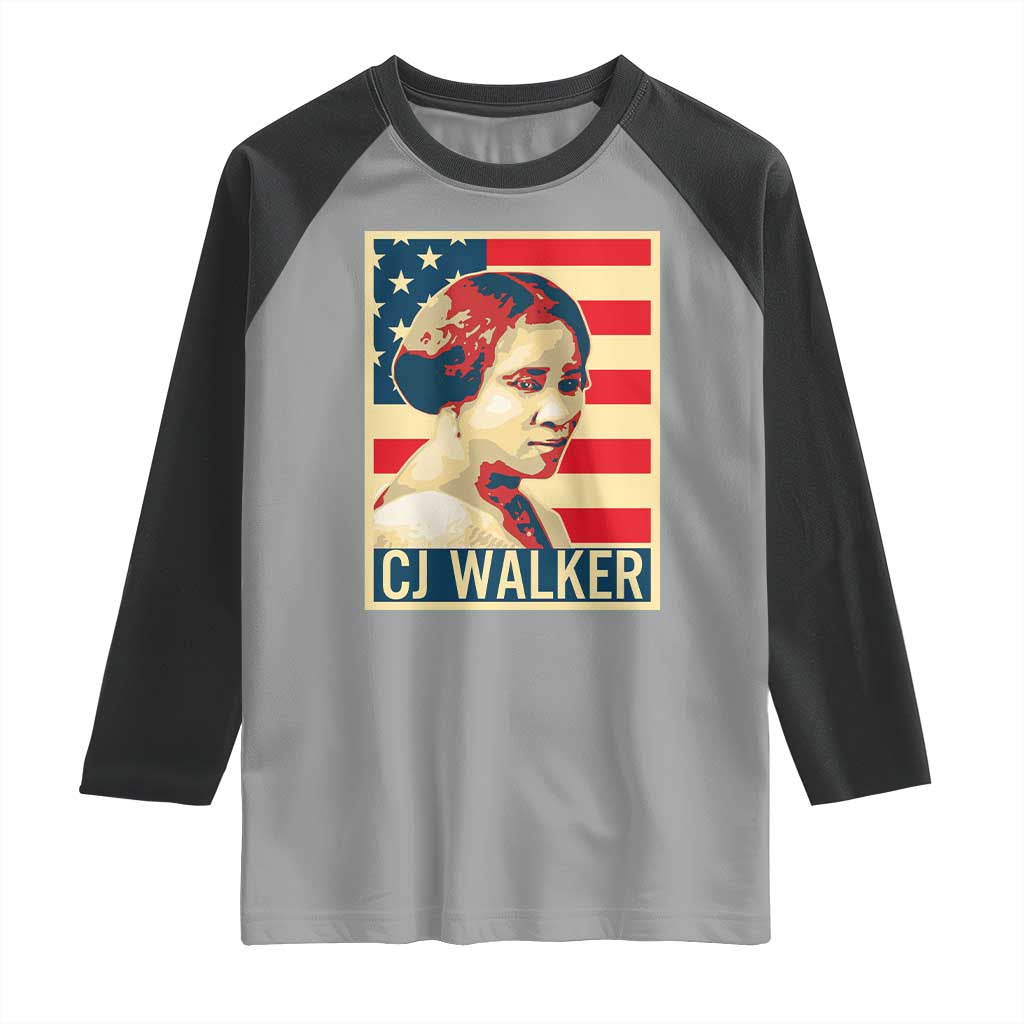 Madam CJ Walker Patriotic Raglan Shirt Black History Month Gift - Wonder Print Shop
