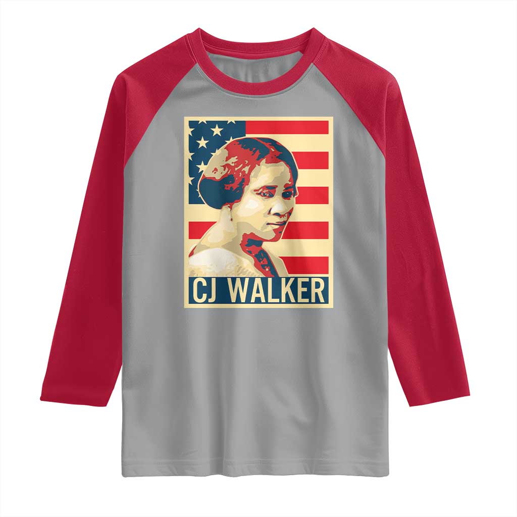 Madam CJ Walker Patriotic Raglan Shirt Black History Month Gift - Wonder Print Shop